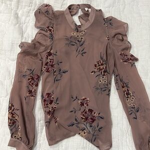 ASTR the label sheer, off the shoulder pink floral blouse